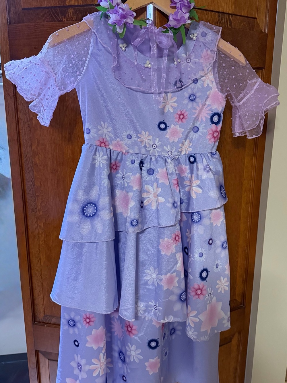 Girls' Lavender Floral Layered Dress